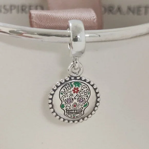 Pandora Mexico Skull Lover Dangle Charm Travel Vacation Pendant S925 Silver - Picture 4 of 5